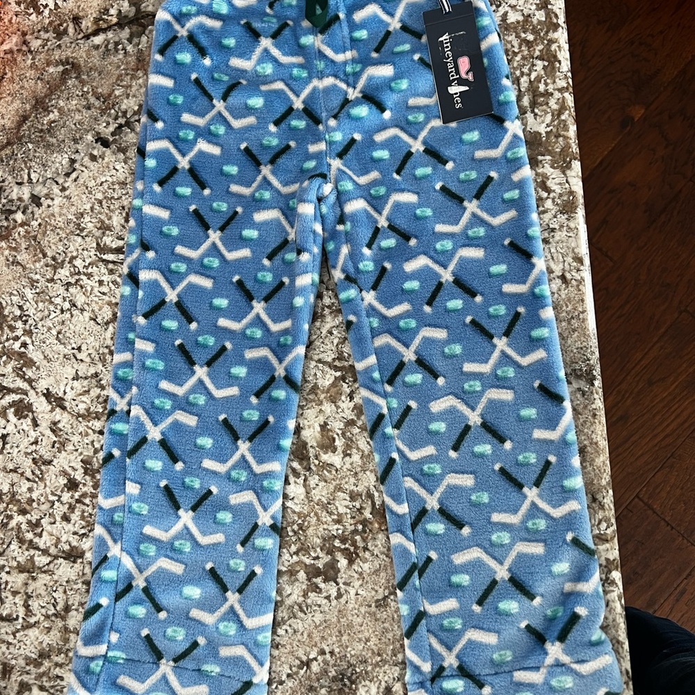 Vineyard Vines Fleece Hockey Lounge Pants | Dockside Blue | Size 6 | NWT